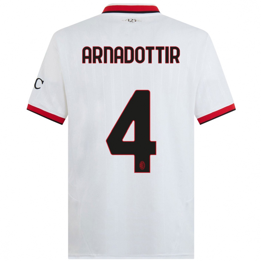 Hombre Fútbol Camiseta Guony Arnadottir #4 Blanco Negro Rojo 2ª Equipación 2024/25 Perú