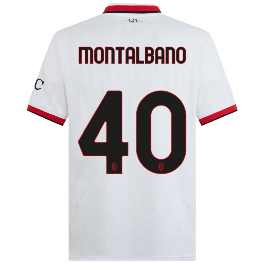 Hombre Fútbol Camiseta Nicolo Montalbano #40 Blanco Negro Rojo 2ª Equipación 2024/25 Perú