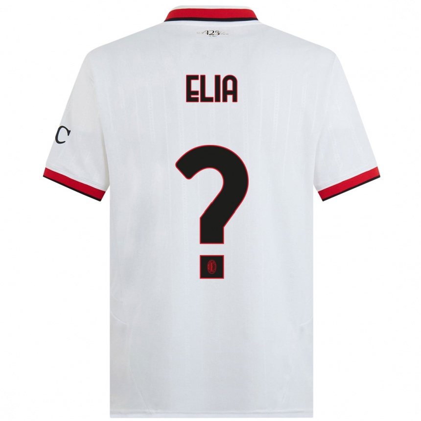 Hombre Fútbol Camiseta Emanuele Elia #0 Blanco Negro Rojo 2ª Equipación 2024/25 Perú