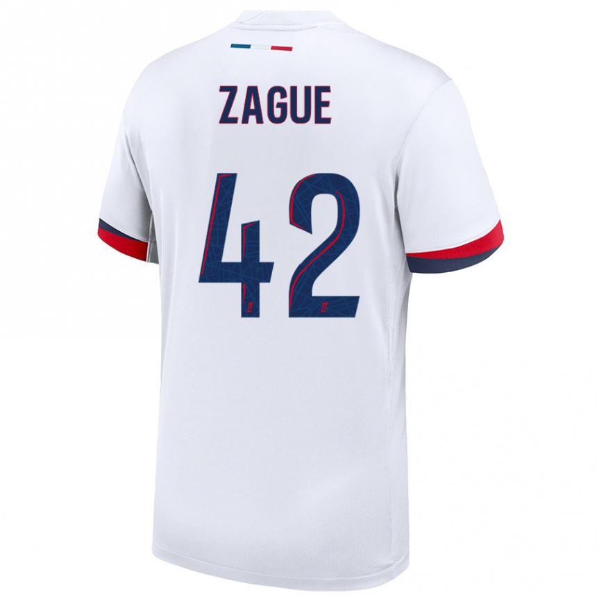 Hombre Fútbol Camiseta Yoram Zague #42 Blanco Azul Rojo 2ª Equipación 2024/25 Perú