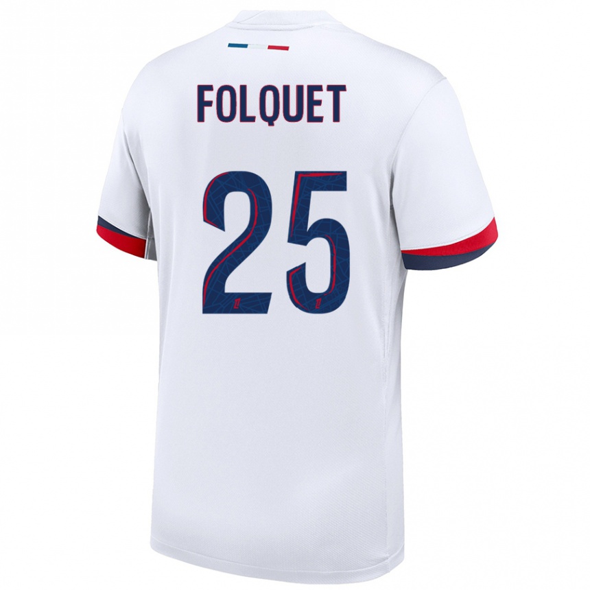 Hombre Fútbol Camiseta Magnaba Folquet #25 Blanco Azul Rojo 2ª Equipación 2024/25 Perú