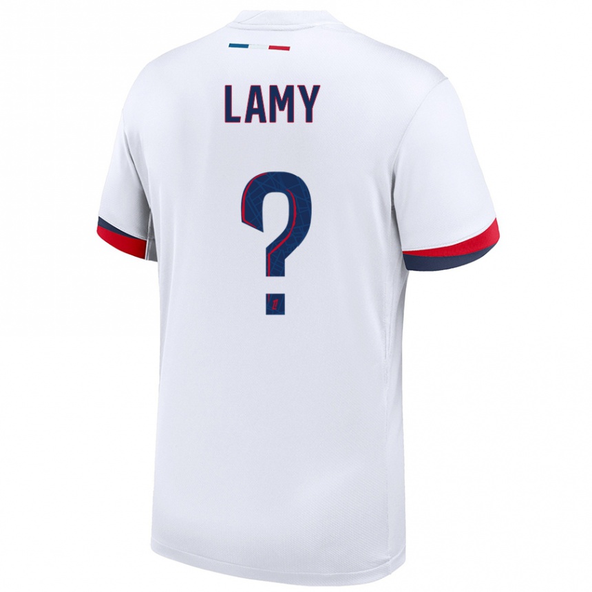 Hombre Fútbol Camiseta Hugo Lamy #0 Blanco Azul Rojo 2ª Equipación 2024/25 Perú