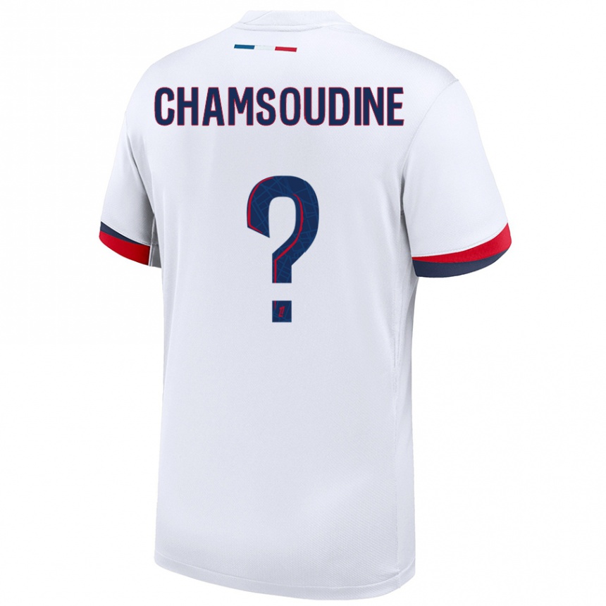 Hombre Fútbol Camiseta Hanna'a Chamsoudine #0 Blanco Azul Rojo 2ª Equipación 2024/25 Perú