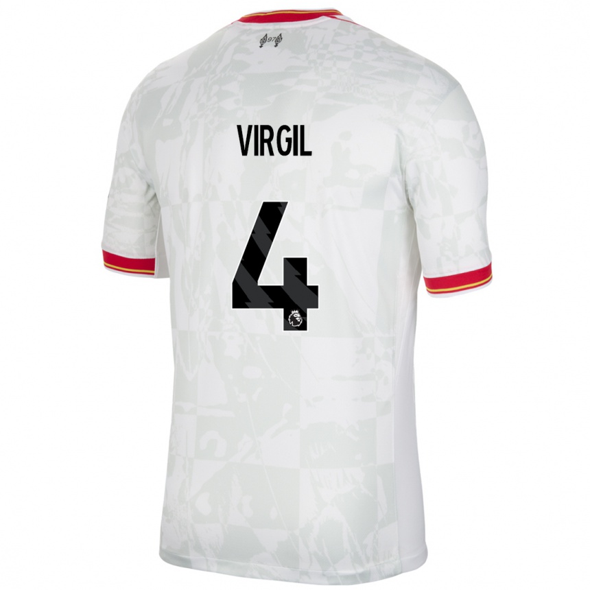 Hombre Fútbol Camiseta Virgil Van Dijk #4 Blanco Rojo Negro Equipación Tercera 2024/25 Perú