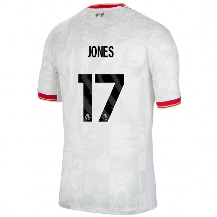 Hombre Fútbol Camiseta Curtis Jones #17 Blanco Rojo Negro Equipación Tercera 2024/25 Perú