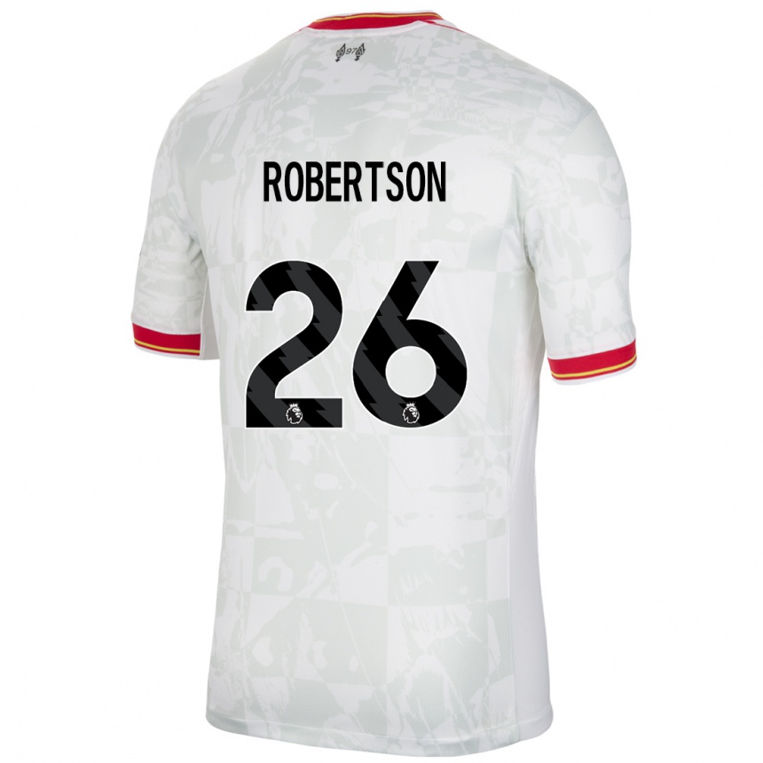 Hombre Fútbol Camiseta Andrew Robertson #26 Blanco Rojo Negro Equipación Tercera 2024/25 Perú