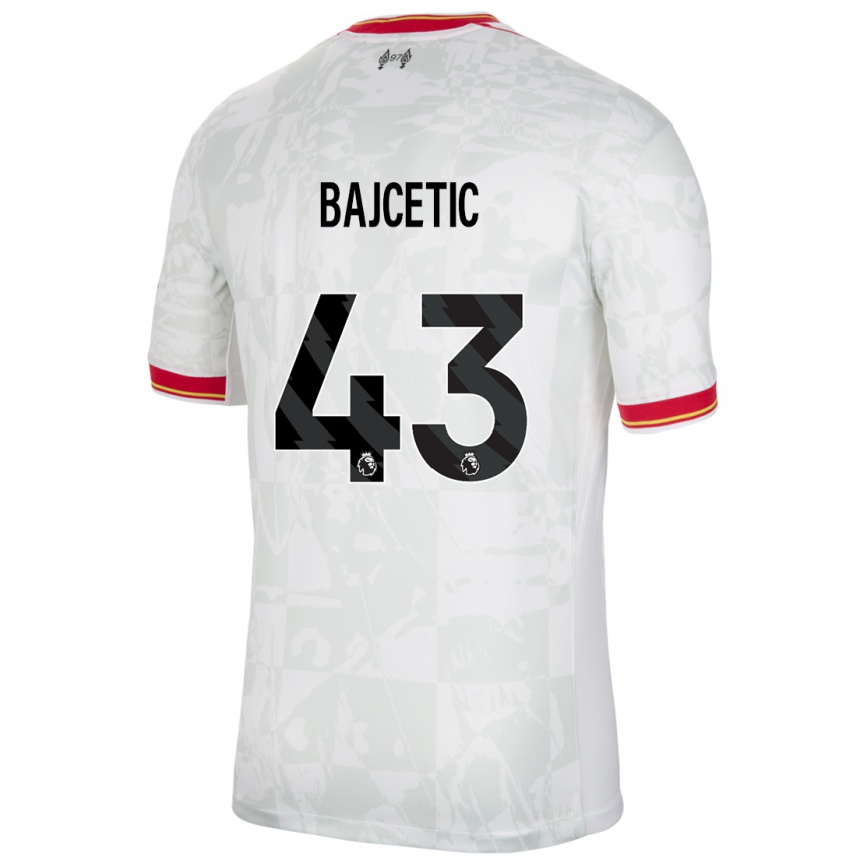 Hombre Fútbol Camiseta Stefan Bajcetic #43 Blanco Rojo Negro Equipación Tercera 2024/25 Perú