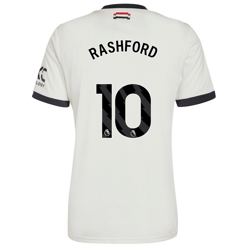 Hombre Fútbol Camiseta Marcus Rashford #10 Blanquecino Equipación Tercera 2024/25 Perú