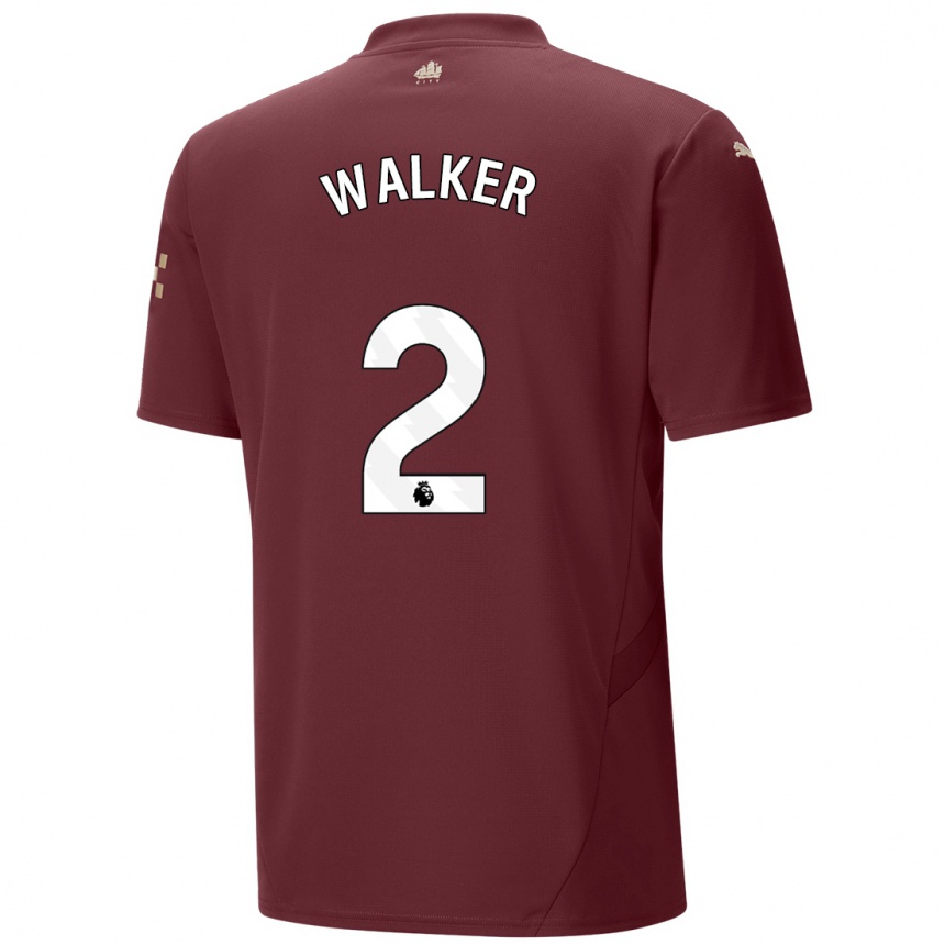 Hombre Fútbol Camiseta Kyle Walker #2 Granate Equipación Tercera 2024/25 Perú