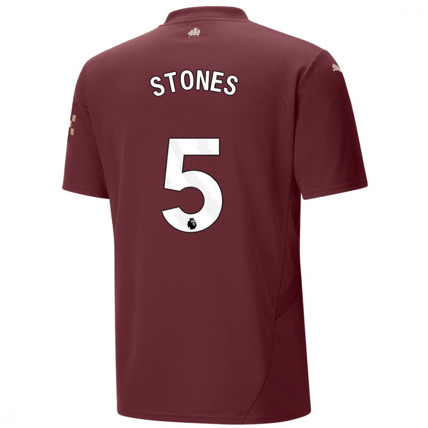 Hombre Fútbol Camiseta John Stones #5 Granate Equipación Tercera 2024/25 Perú