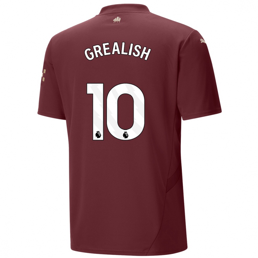 Hombre Fútbol Camiseta Jack Grealish #10 Granate Equipación Tercera 2024/25 Perú