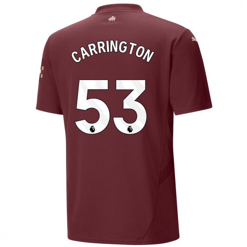 Hombre Fútbol Camiseta Ezra Carrington #53 Granate Equipación Tercera 2024/25 Perú