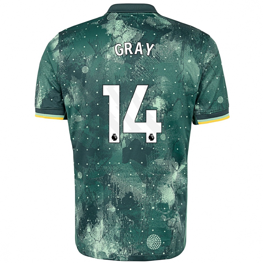 Hombre Fútbol Camiseta Archie Gray #14 Verde Menta Equipación Tercera 2024/25 Perú