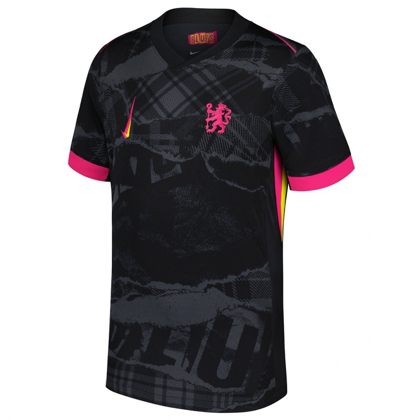 Hombre Fútbol Camiseta Su Nombre #0 Negro Rosa Equipación Tercera 2024/25 Perú