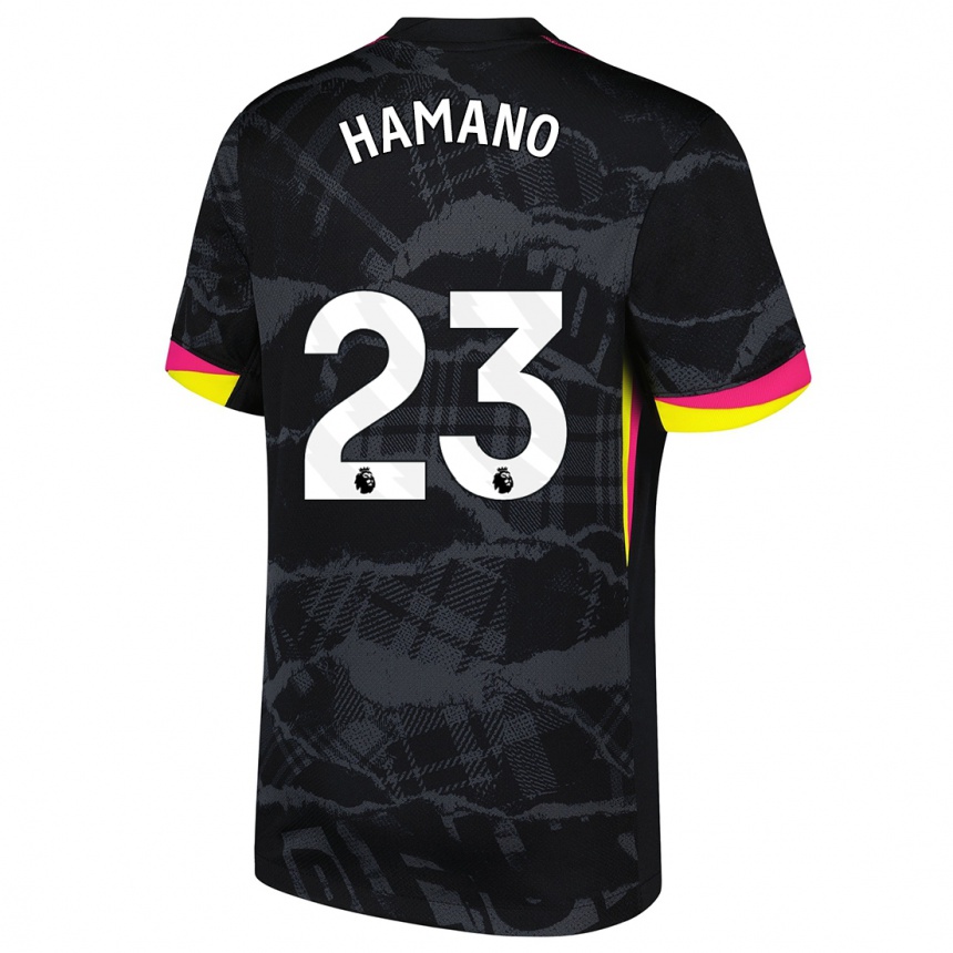 Hombre Fútbol Camiseta Maika Hamano #23 Negro Rosa Equipación Tercera 2024/25 Perú