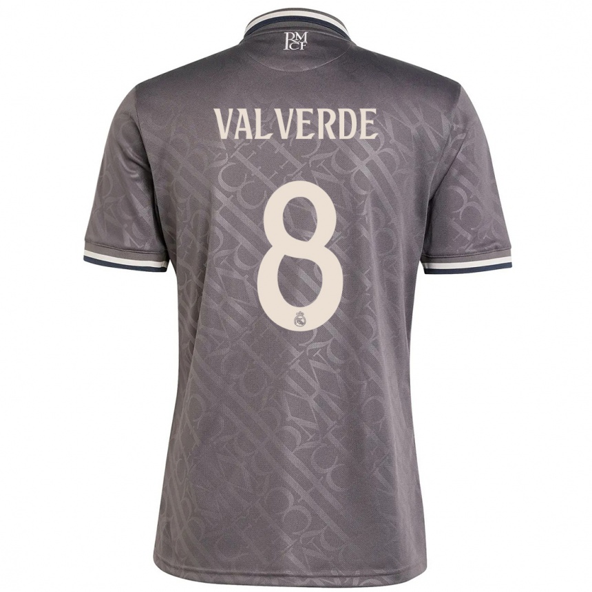 Hombre Fútbol Camiseta Federico Valverde #8 Carbón Equipación Tercera 2024/25 Perú