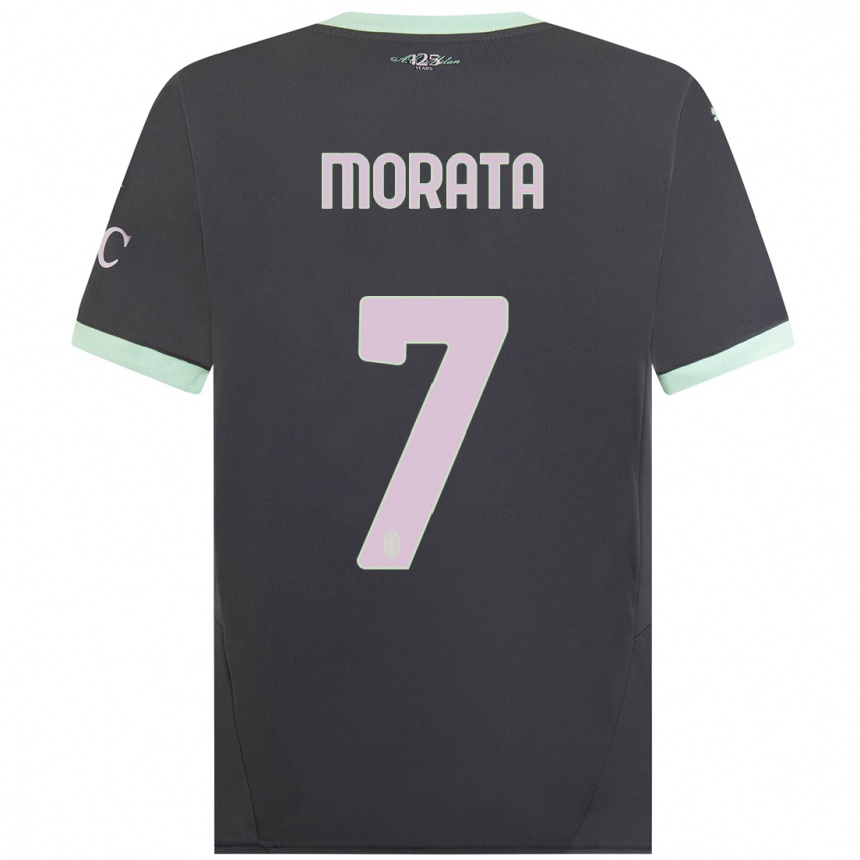 Hombre Fútbol Camiseta Alvaro Morata #7 Gris Equipación Tercera 2024/25 Perú