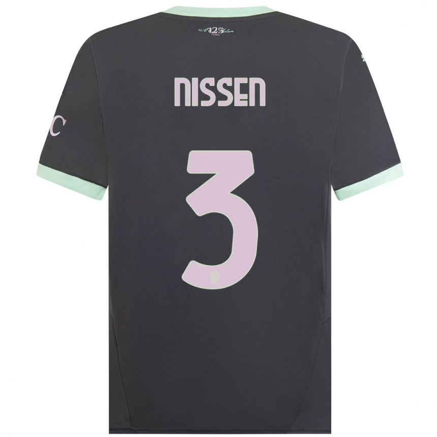 Hombre Fútbol Camiseta Fredrik Nissen #3 Gris Equipación Tercera 2024/25 Perú