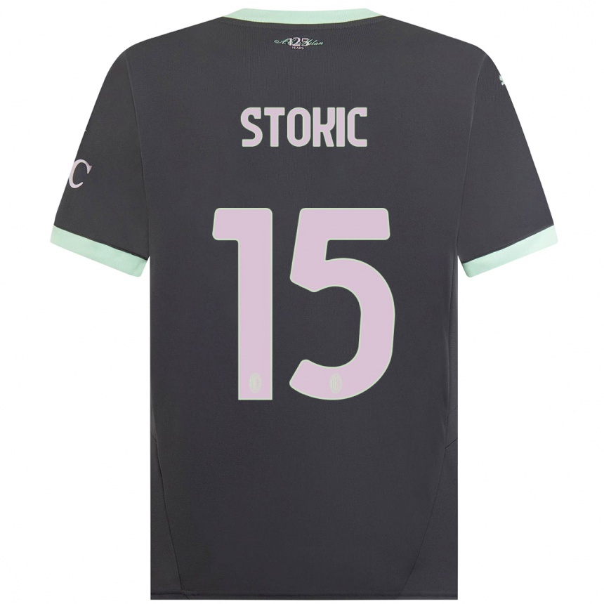 Hombre Fútbol Camiseta Sara Stokić #15 Gris Equipación Tercera 2024/25 Perú