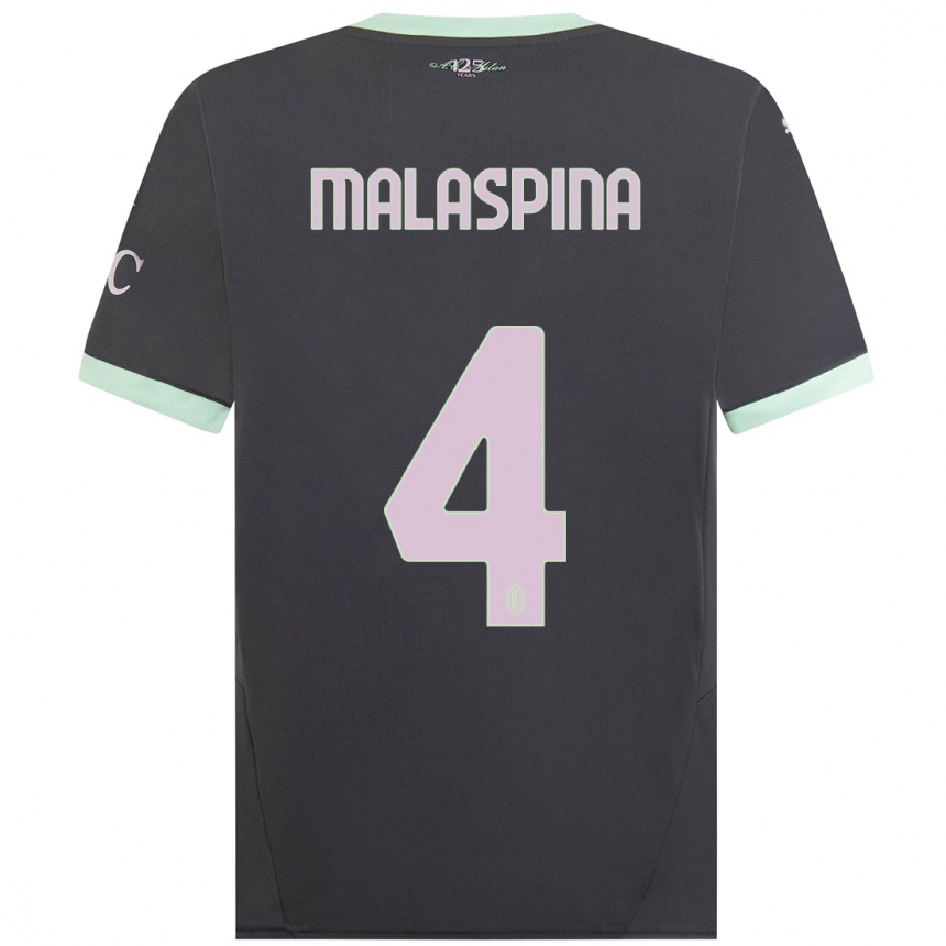 Hombre Fútbol Camiseta Mattia Malaspina #4 Gris Equipación Tercera 2024/25 Perú