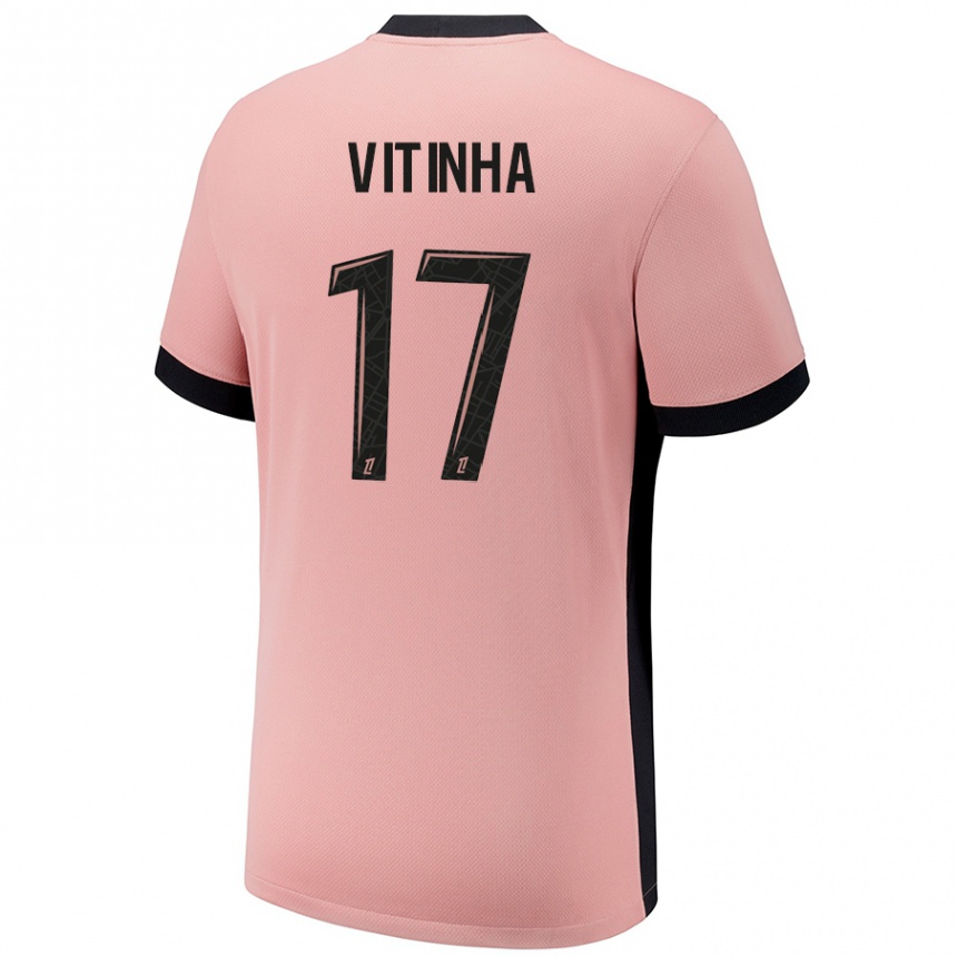 Hombre Fútbol Camiseta Vitinha #17 Rosa Óxido Equipación Tercera 2024/25 Perú