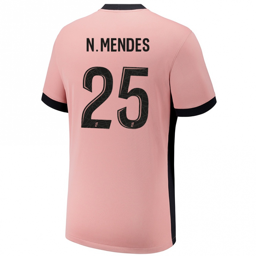 Hombre Fútbol Camiseta Nuno Mendes #25 Rosa Óxido Equipación Tercera 2024/25 Perú