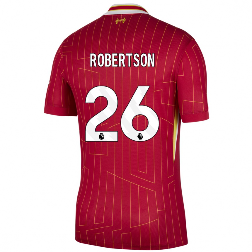 Mujer Fútbol Camiseta Andrew Robertson #26 Rojo Amarillo Blanco 1ª Equipación 2024/25 Perú