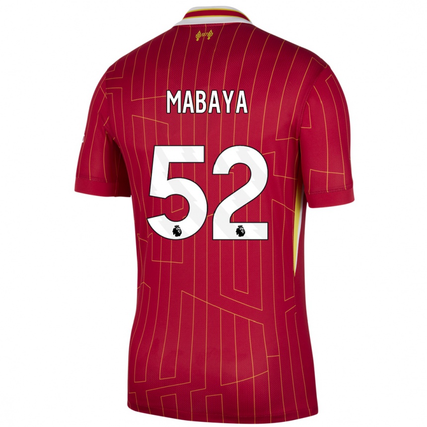 Mujer Fútbol Camiseta Isaac Mabaya #52 Rojo Amarillo Blanco 1ª Equipación 2024/25 Perú