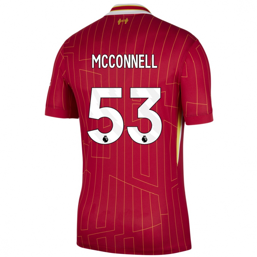 Mujer Fútbol Camiseta James Mcconnell #53 Rojo Amarillo Blanco 1ª Equipación 2024/25 Perú