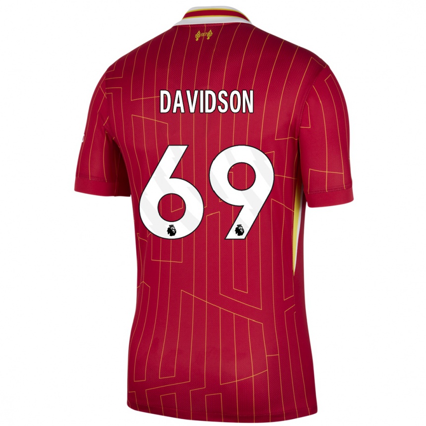 Mujer Fútbol Camiseta Josh Davidson #69 Rojo Amarillo Blanco 1ª Equipación 2024/25 Perú