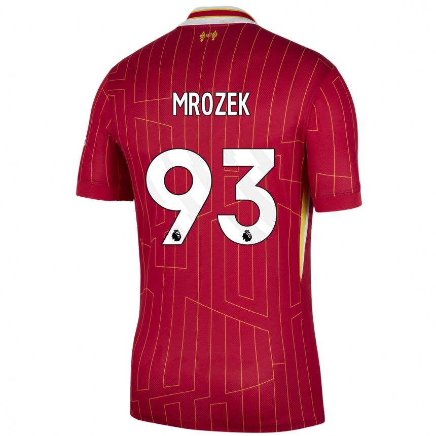 Mujer Fútbol Camiseta Fabian Mrozek #93 Rojo Amarillo Blanco 1ª Equipación 2024/25 Perú