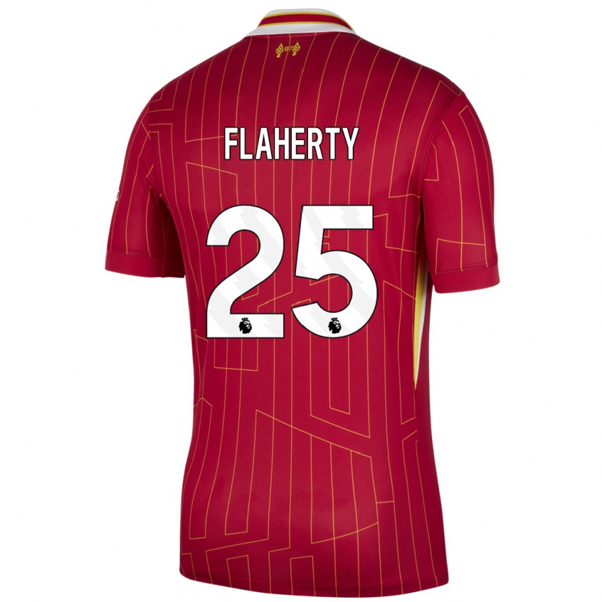 Mujer Fútbol Camiseta Gilly Flaherty #25 Rojo Amarillo Blanco 1ª Equipación 2024/25 Perú