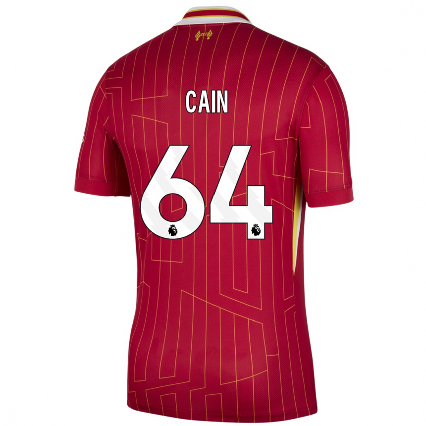 Mujer Fútbol Camiseta Jake Cain #64 Rojo Amarillo Blanco 1ª Equipación 2024/25 Perú