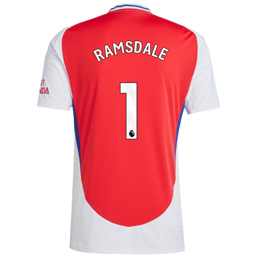 Mujer Fútbol Camiseta Aaron Ramsdale #1 Rojo Blanco 1ª Equipación 2024/25 Perú