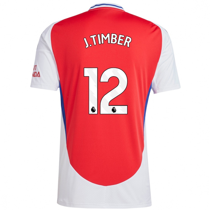 Mujer Fútbol Camiseta Jurrien Timber #12 Rojo Blanco 1ª Equipación 2024/25 Perú