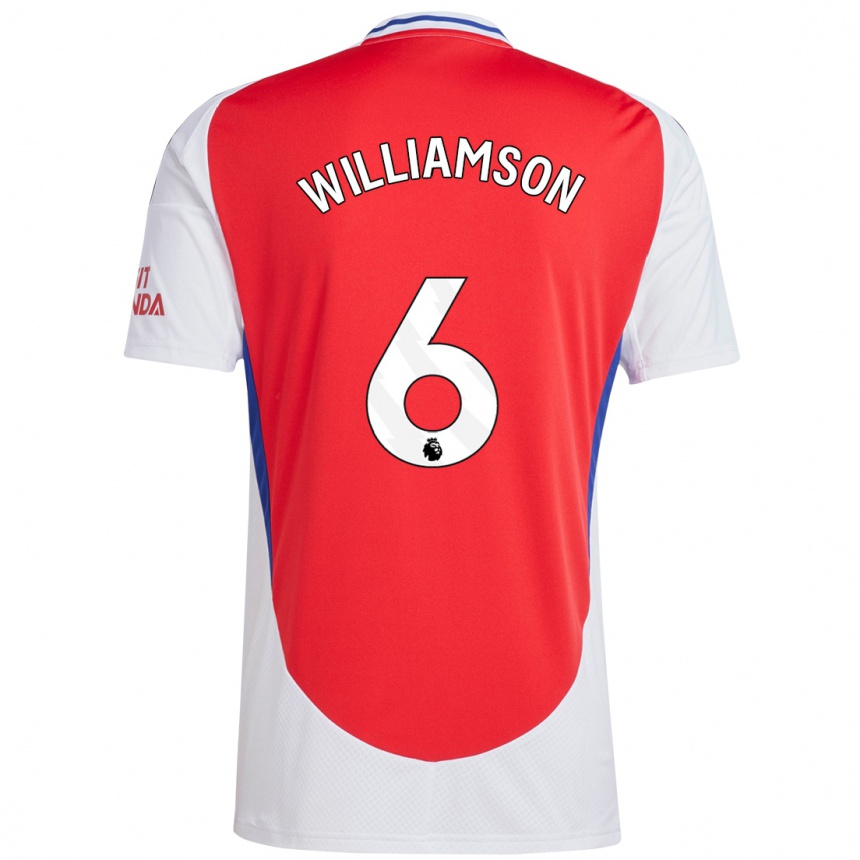 Mujer Fútbol Camiseta Leah Williamson #6 Rojo Blanco 1ª Equipación 2024/25 Perú