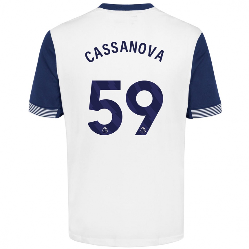 Mujer Fútbol Camiseta Dante Cassanova #59 Blanco Azul 1ª Equipación 2024/25 Perú