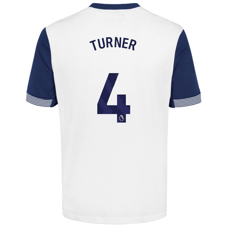 Mujer Fútbol Camiseta Amy Turner #4 Blanco Azul 1ª Equipación 2024/25 Perú