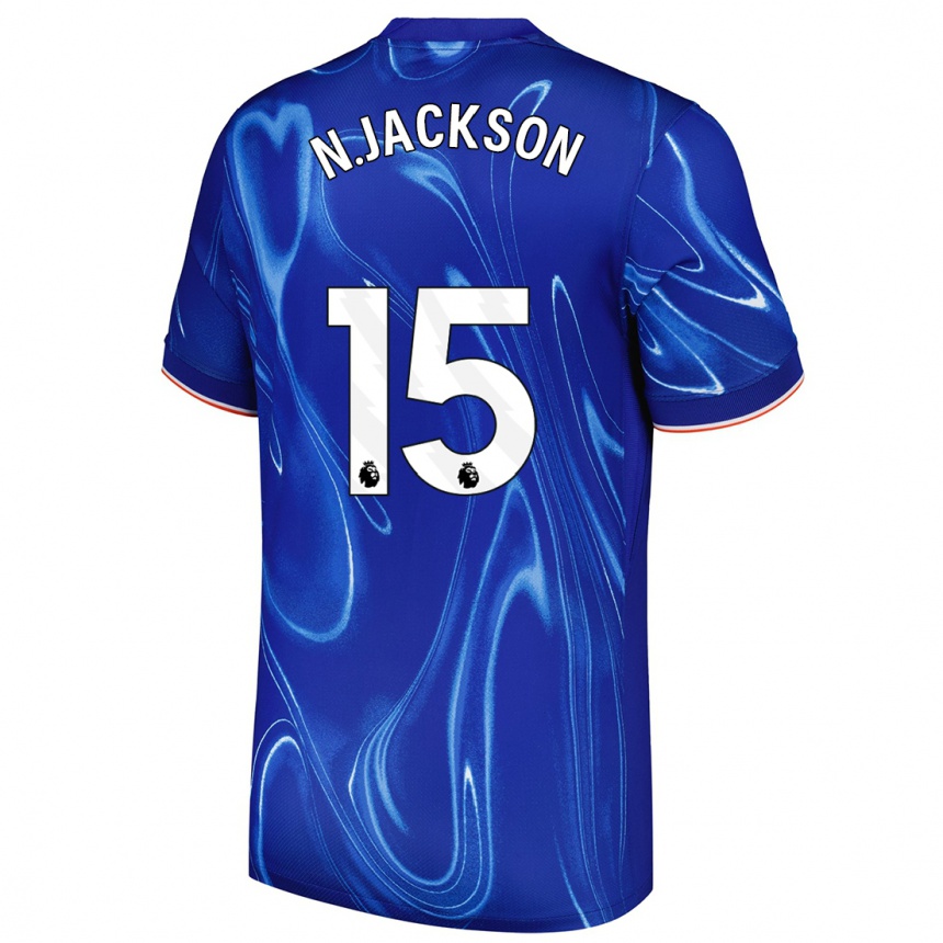 Mujer Fútbol Camiseta Nicolas Jackson #15 Azul Blanco 1ª Equipación 2024/25 Perú