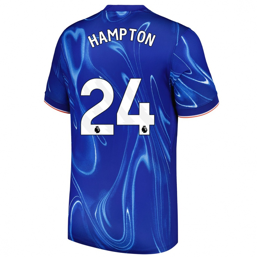 Mujer Fútbol Camiseta Hannah Hampton #24 Azul Blanco 1ª Equipación 2024/25 Perú