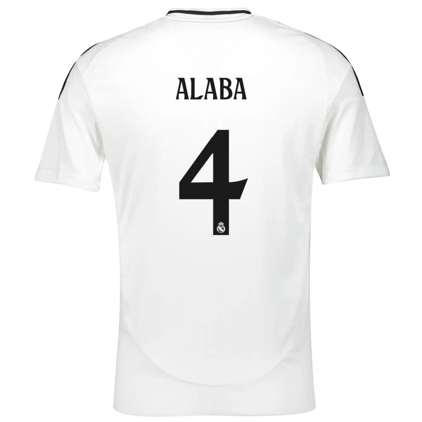 Mujer Fútbol Camiseta David Alaba #4 Blanco 1ª Equipación 2024/25 Perú