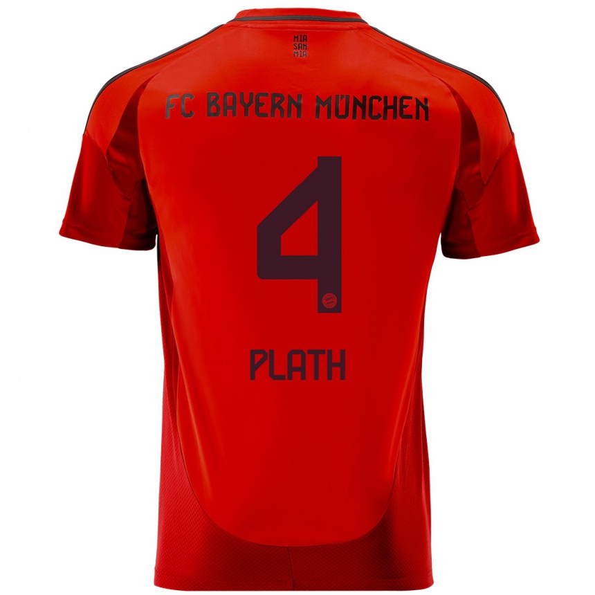 Mujer Fútbol Camiseta Max Plath #4 Rojo 1ª Equipación 2024/25 Perú