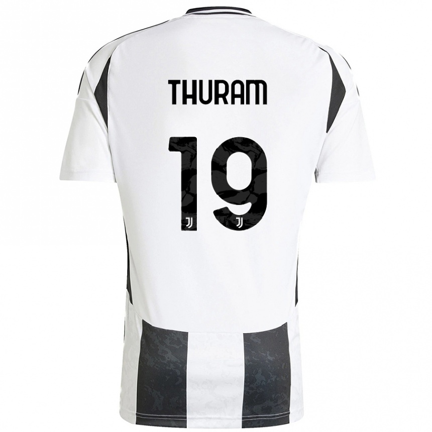 Mujer Fútbol Camiseta Khéphren Thuram #19 Blanco Negro 1ª Equipación 2024/25 Perú