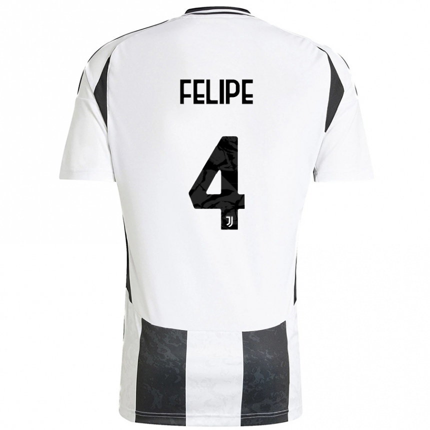 Mujer Fútbol Camiseta Pedro Felipe #4 Blanco Negro 1ª Equipación 2024/25 Perú