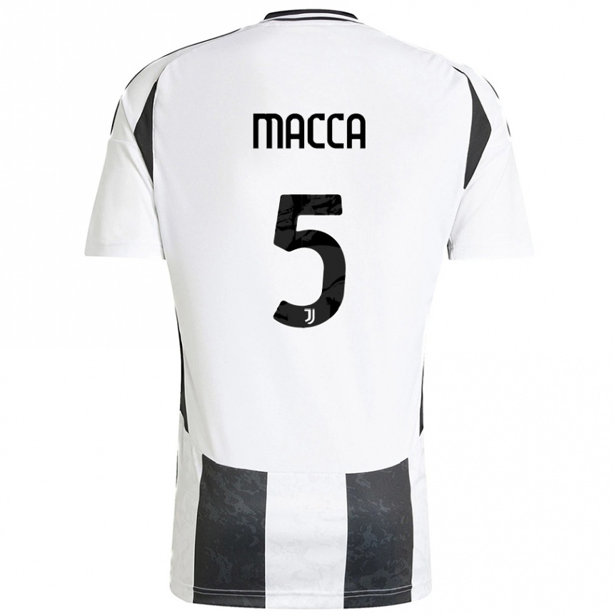 Mujer Fútbol Camiseta Federico Macca #5 Blanco Negro 1ª Equipación 2024/25 Perú