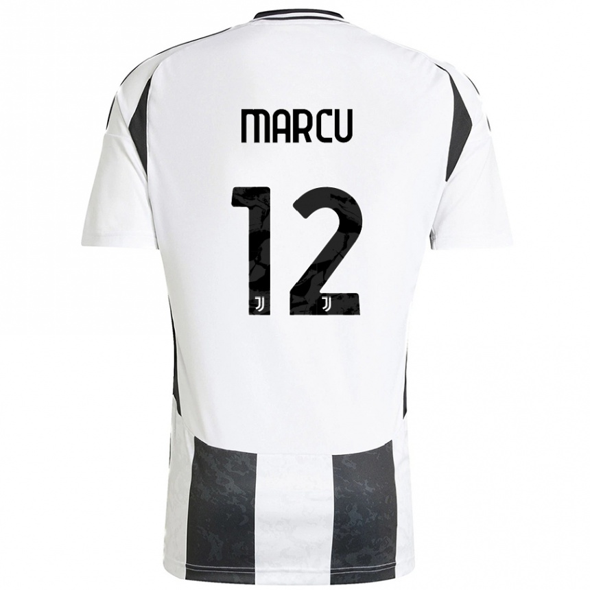 Mujer Fútbol Camiseta Alessio Marcu #12 Blanco Negro 1ª Equipación 2024/25 Perú