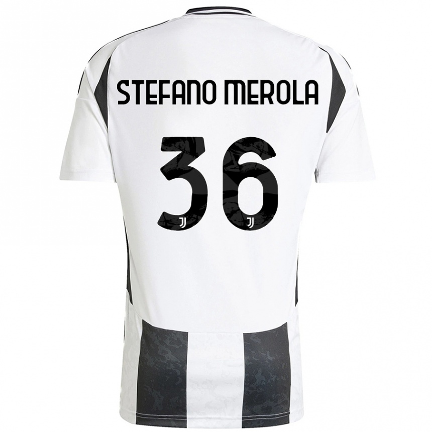 Mujer Fútbol Camiseta Antonio Stefano Merola #36 Blanco Negro 1ª Equipación 2024/25 Perú