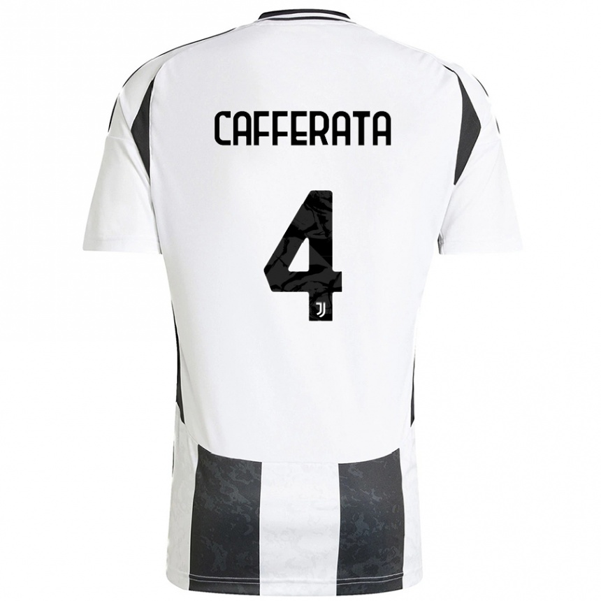 Mujer Fútbol Camiseta Federica Cafferata #4 Blanco Negro 1ª Equipación 2024/25 Perú