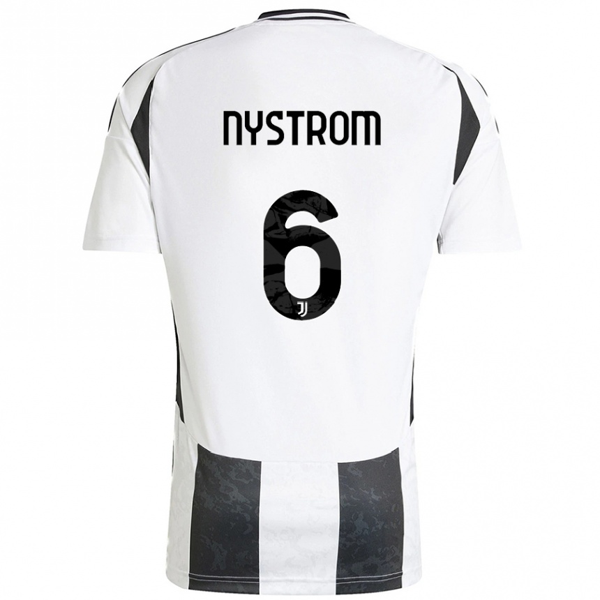 Mujer Fútbol Camiseta Paulina Nyström #6 Blanco Negro 1ª Equipación 2024/25 Perú