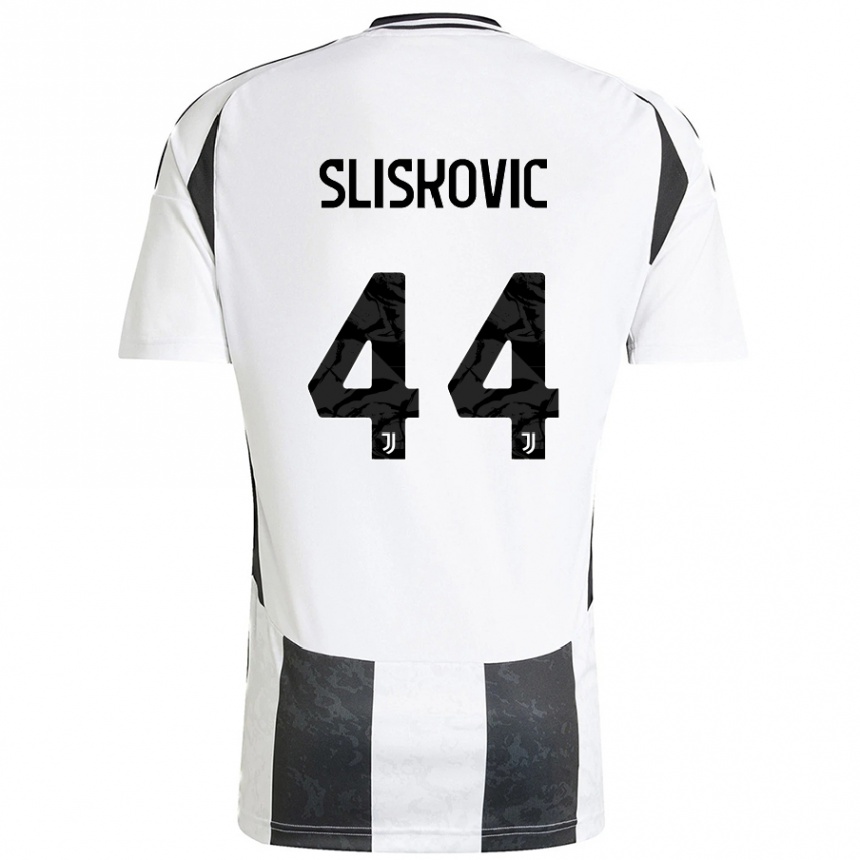 Mujer Fútbol Camiseta Gloria Slišković #44 Blanco Negro 1ª Equipación 2024/25 Perú